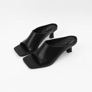 [신난다슈]여성 뮬 슬리퍼 샌들 힐 5cm 여자 뮬 샌들 토오픈 발편한 사각코 미들힐 데일리 LO257761 블랙