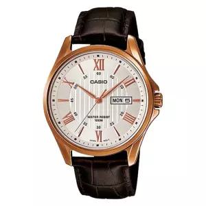 CASIO 카시오 MTP-1384L-7A 남성 브라운가죽 화이트손목시계