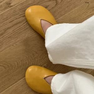 둥근코 스티치 플랫슈즈 발볼넓은플랫