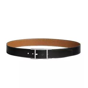 에르메스 쿠엔틴 32mm 은장 리버서블 양면 남성 벨트 블랙 골드 H054550CKAA090