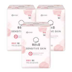 좋은느낌 센서티브스킨 날개형, 중형, 18매, 3개