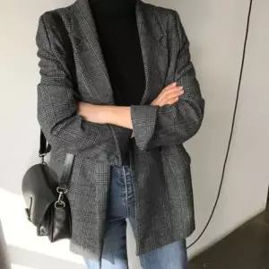 [하프클럽/]여성 봄 가을 체크 자켓 롤업 클래식 패션 하프 코트