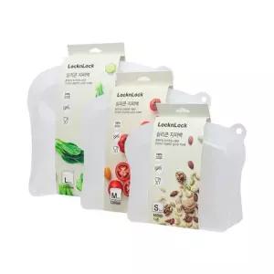 락앤락 실리콘 지퍼백 600ml + 1200ml + 2000ml