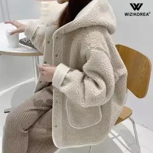 위즈아이 여성 후드 양털 자켓 겨울 점퍼 WI214J