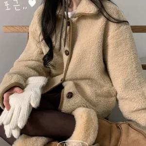 더핑크 [브리치] / 티링 배색 양털 뽀글이 후리스 자켓