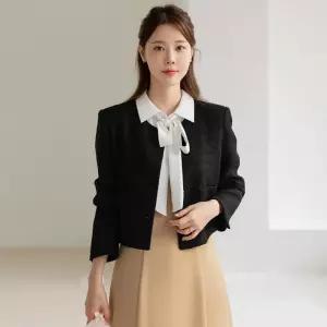 시크라인 (~XXL까지) 알위브 라운드넥 심플 트위드 자켓 봄 가을 하객룩 오피스룩 모임룩 격식룩 빅사이즈