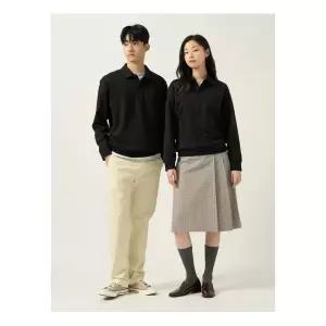 빈폴 [정가 169,000원] 더블니트 칼라넥 스웨트 셔츠 블랙 (BC5841C015)
