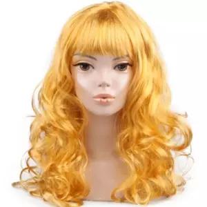 웨이브긴머리가발(골드)/행사/파티/코스프레/네컷/사진/무대용/변신/변장/분장/촬영용/수련회/스티커/연극