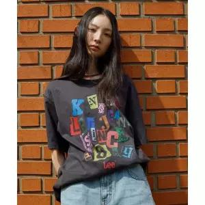 매장정품 LEE 레터 콜라쥬 반팔 티셔츠 챠콜 LE2602ST12CH 313166