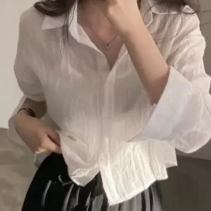 시스루 블라우스 루즈핏 데일리 와이드 여성 시스루 셔츠 여름