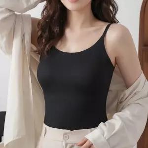 미미캐츠 골지 매끈 핏 노라인 심리스 브라탑 끈 나시 1매 MC6666
