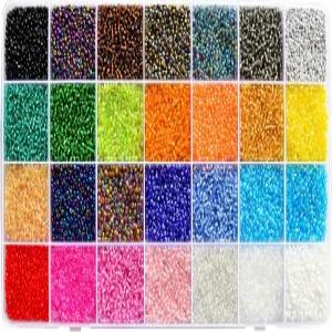 26000PCS 2mm 유리 씨앗 구슬 키트 - 보석 제작 DIY 팔찌 목걸이 귀걸이 공예 프로젝트를 위한 28가지