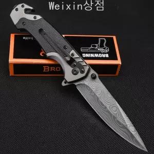 1+1다마스커스 접이식 칼 캠핑 등산 나이프 다기능 야외 생존 도구 유리 망치