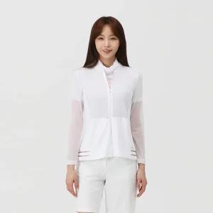 [엘르골프] 여성 뒷 셔링 포인트 풀집업 티셔츠_6I45502