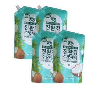 퐁퐁 친환경 주방세제 코코넛 리필 1.2L, 4개