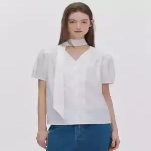 마리끌레르 marieclaire 브이넥 타이 블라우스(MAGBBL09MWH)