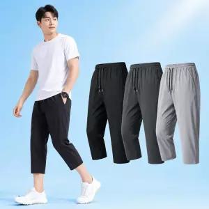 남자7부트레이닝바지 여름 쿨 쿨링 아이스 냉감 밴딩 스트링 조거팬츠 빅사이즈 카고 편한 시원한 운동복