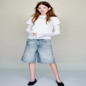 ZARA 스트라스 롱 데님 버뮤다 팬츠 - 블루 4551634400 971723