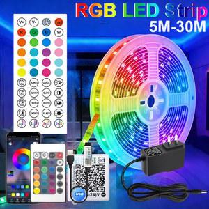 새로운 24V 5M 10M 20M 30M 룸 스트립 LED RGB 램프 테이프 조명 음악