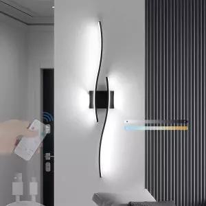 LED 벽 조명 실내 롱 스트립 램프 디밍 가능 리모컨 스콘스 무선 침대 옆 USB 충전식 배터리 구동 금속
