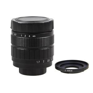 FUJIAN 35mm F1.7 CCTV 영화 렌즈 + Canon EOS M 미러리스 카메라용 C 마운트 매크로 링