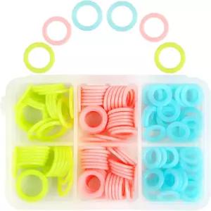 LUNARM 180 코바늘 뜨개질용 스티치 마커 뜨개질 랜덤 컬러 링 S/M/L 보관함이 있는 잠금 카운터 바늘 클립