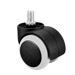 uxcell 사무실 의자 바퀴 2인치 트윈 휠 M10x14mm 나사형 스템 회전 흰색