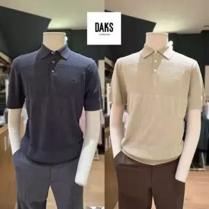 [갤러리아] 26SS 닥스 린넨 블록 반소매 카라 니트 DMS1TS111GI