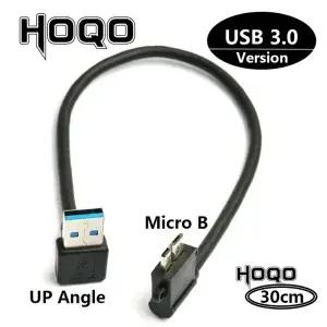 USB 3.0 유형 A B 90 도 위 아래 각도 나사 마운트 데이터 케이블 30cm 연결 hdd 짧은 코드