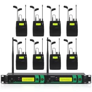 F-8000 IEM 무선 인이어 모니터링 시스템 모니터링 헤드폰 2x40 UHF 주파수 무대 및 스튜디오에 적합