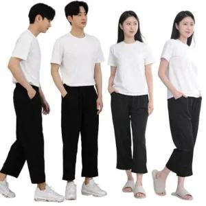 빅사이즈 남성 여성 여름 아이스쿨바지 엠보통바지 밴딩 남자바지2XL