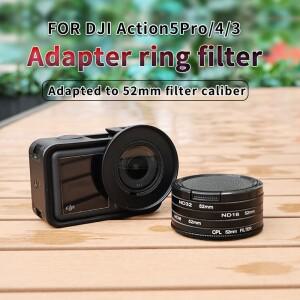 DJI 액션5프로/4/3 카메라용 52mm 어댑터 링 나사형 필터 10배 매크로 ND CPL UV 스타 나이트 블랙 미스트