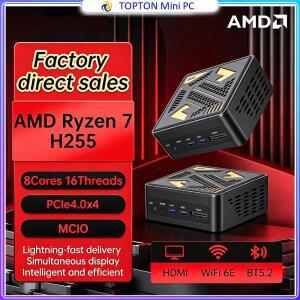 탑톤 게이머 미니 PC AMD 라이젠 AI 9 HX 370 7 H 255 USB4 16G/24G/32G LPDDR5 데스크탑 2*2.5G LAN 2*PCI