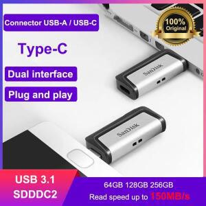 샌디스크 미니 USB 3.1 울트라 듀얼 OTG 플래시 드라이브 64GB 128GB 256GB USB3.1 고속 최대 150M/s 안드