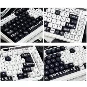 R53C 35개 키캡 열 승화 색상 오프 작업 고양이 테마 기계식 키보드