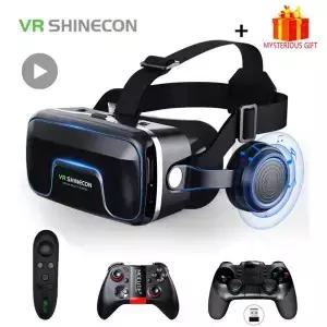 VR Shinecon 00 헬멧 3D 안경 가상 현실 스마트폰용 고글 헤드셋 비아르 비디오 게임 쌍안경