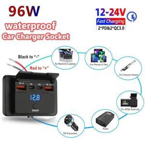 12V/24V USB 차량용 충전기 소켓 트럭 캠핑카 카라반 액세서리 용 ON/OFF가포함 듀얼 QC3.0 PD 고속 패널
