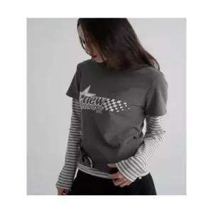 에잇세컨즈 8SECONDS 스트라이프 레이어드 티셔츠 그레이
