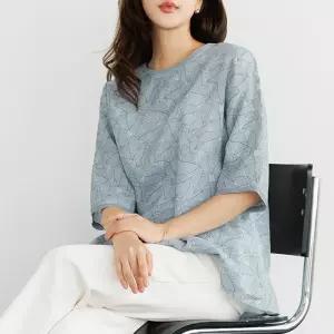 [데드라](88size)더라운드풍기포인견블라우스 TBF3260
