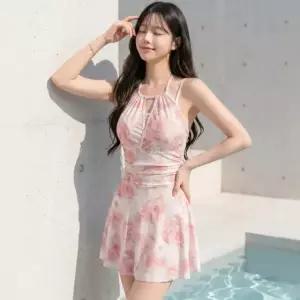로맨틱 플라워 수영복 비키니 모노키니 홀터넥 체형커버 원피스 일체형바지