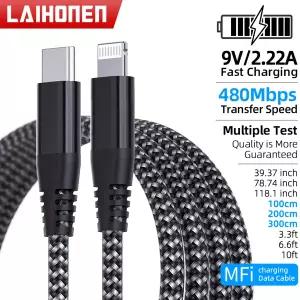 LAlHONEN USB C-라이트닝 케이블 MFi 인증 FastCharging 1m 2m 3m 10ft iPhone14 13 12 11 XS XR X USB C-8