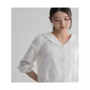 에잇세컨즈 8SECONDS 아일렛 세일러 라운드 카라 블라우스 화이트