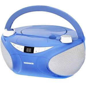 MAGNAVOX MD6949 휴대용 탑 로딩 CD 붐박스 AM/FM 스테레오 라디오 및 블루투스 무선 기술 블랙 | CD-R / CD-RW 호환 LED 디스플레이 (파란색)