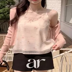(은은한펄감/잔꽃패턴/끈조절가능) 플라워 끈조절 밴딩 나시 민소매블라우스 나시블라우스 뷔스티에 bs8830