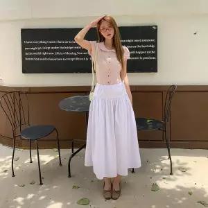[하프클럽/]여자 가을 면 밴딩 롱 기장 사이드 스트랩 에이라인 스커트
