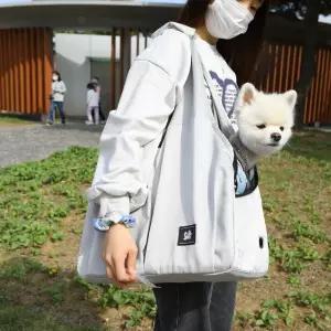 (그레이) 강아지 슬링백/반려견/여름용/가방/어깨띠/크로스백/손가방/하네스/휴대용/애견/지퍼/포켓형/수납