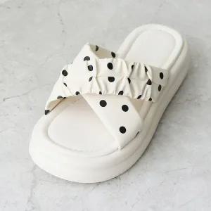[롯데백화점]원더슈즈 땡앤땡 컴포트 쿠션 미그럼방지 통굽 크로스 슬리퍼 4CM SB-196