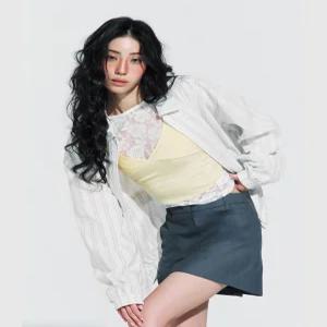 엄브로 시어서커 스탠넥 블루종 자켓 화이트 UR221CJK63 6314397