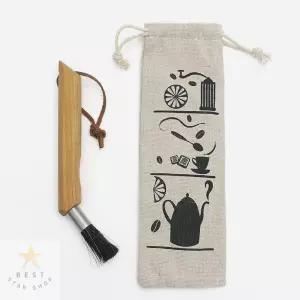 커피가루 돈모 브러시 그라인더 필터 청소솔 원목 18CM