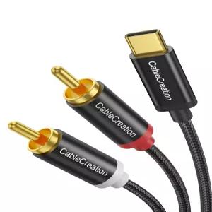 케이블 생성 USB C to RCA 오디오 3.3FT 타입-C 2 수컷 Y 스플리터 for 15 시리즈 태블릿 홈 시어터 DVD
